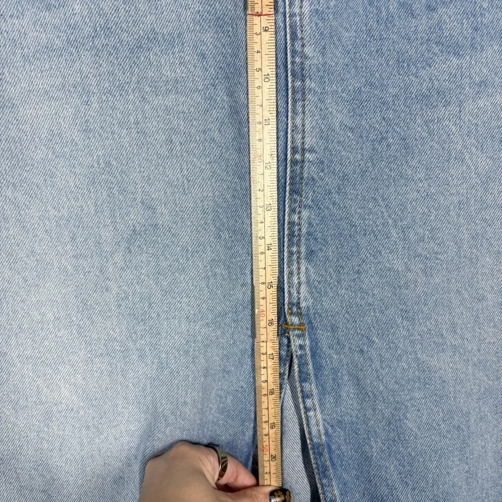 Anthropologie Pilcro Madi Front Slit Denim Maxi Skirt Sz 16 Light Wash‎ Fray Hem